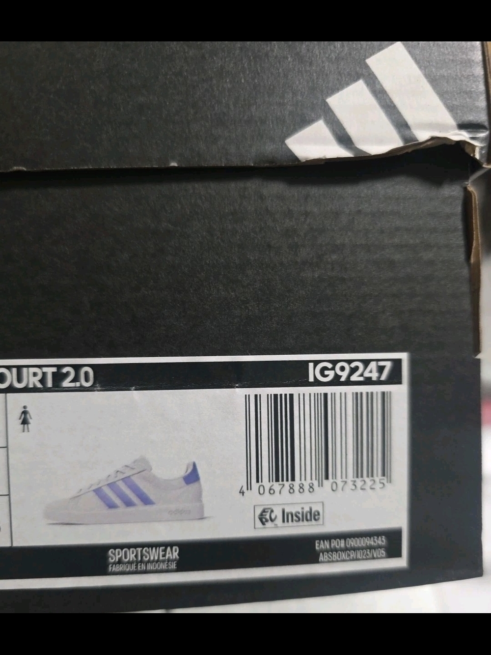 Adidas Womens White Sneakers with Light Purple Stripes Gand Court 2.0 - Picture 6 of 6
